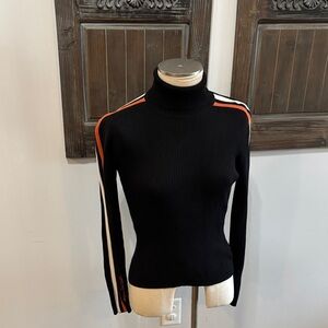 Harley-Davidson Black Turtleneck Sweater with Orange and White Accents
